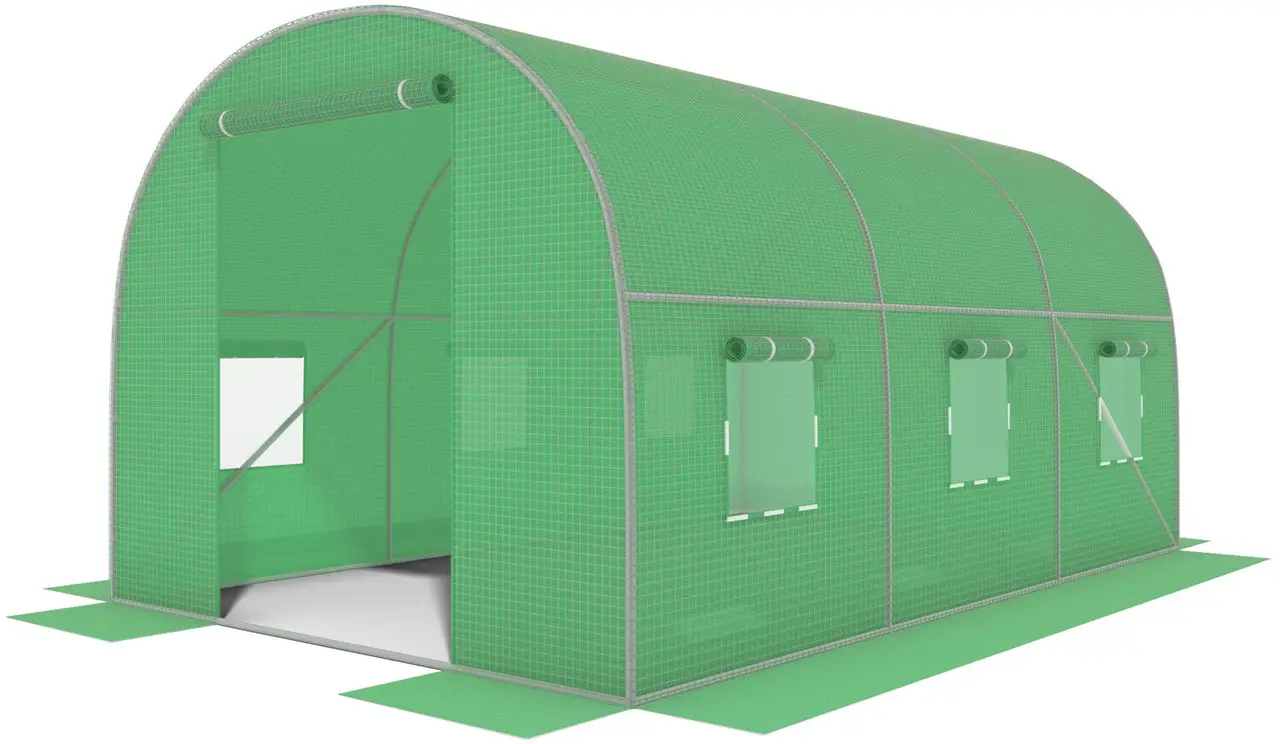 Теплица садовая FunFit Garden Green Tunnel 10 м² с окнами и армированной пленкой 4х2,5х2 м Зеленый (VI-FFGT10GR)