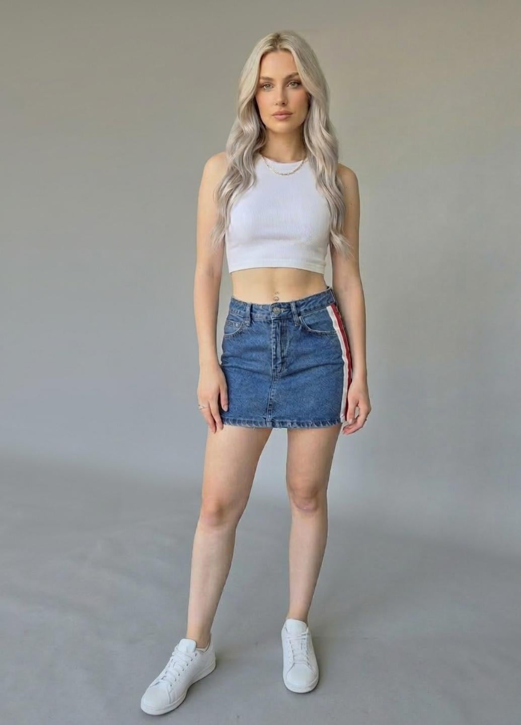 Юбка женская с лампасами Authentic Denim by TRF 17680 XS Синий