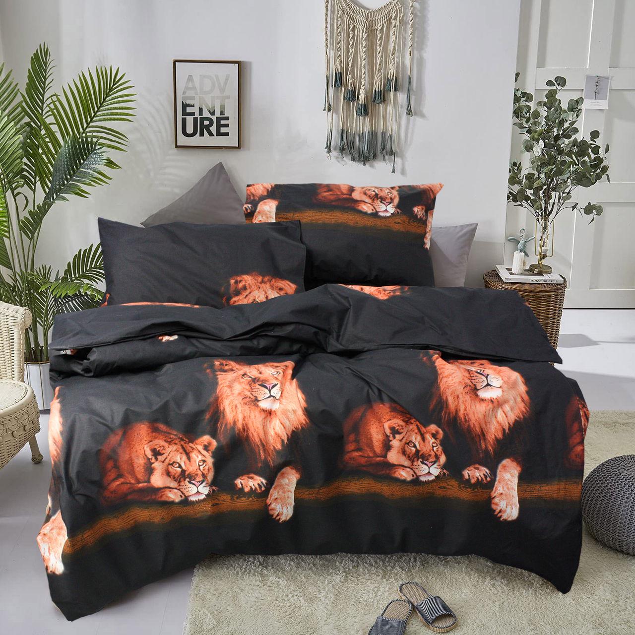 Комплект постельного белья Эней-Плюс З0103 двойной Черный/Бежевый (161488)