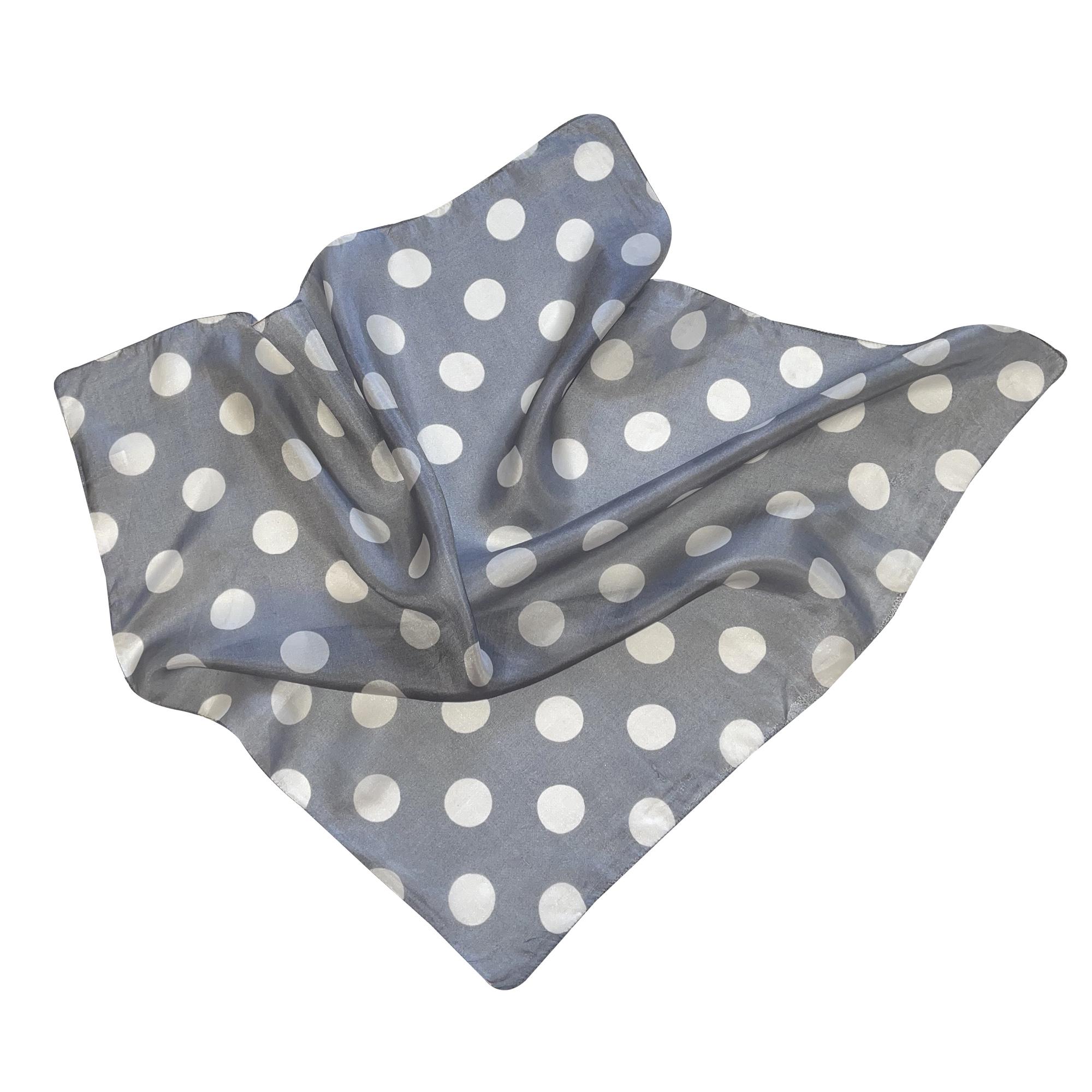 Платок шелковый Silk Route в горошек 50х50 см Серый (1384)