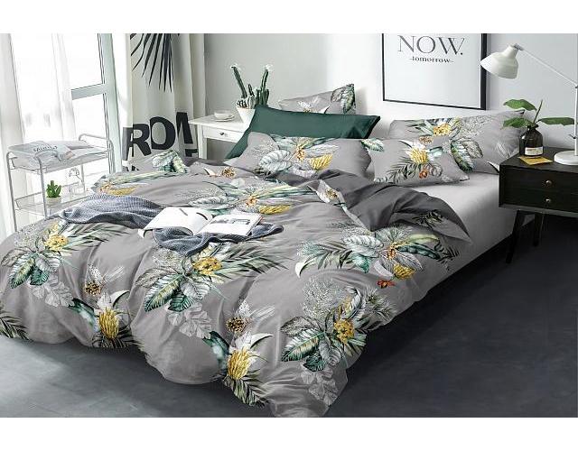 Комплект постельного белья Family Лилия 032 двуспальный сатин 9982276 Серый (DR010453)