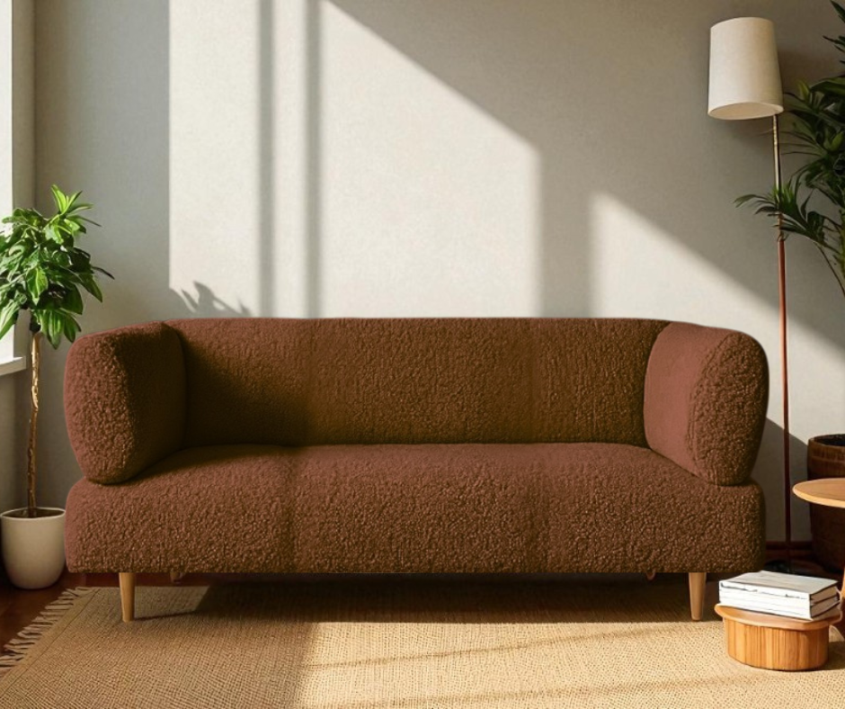 Диван офісний Tobi Sho Бенно-1 з підлокітниками та дерев'яними ніжками букле Alpaca Теракот/48, 1400х720х750 мм - фото 1