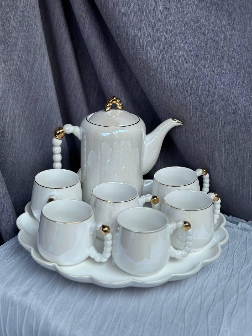 Сервиз для чая Taste&Life на подставке 8 пр. 230 мл Белый перламутр