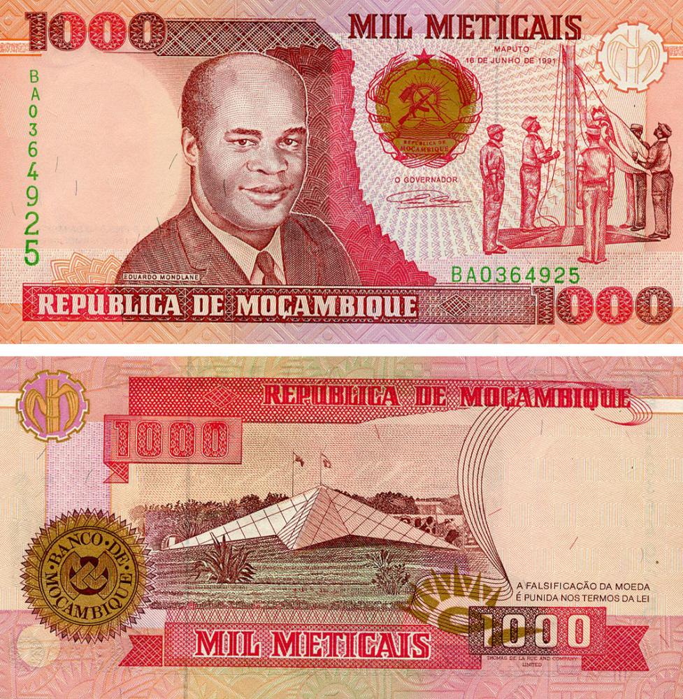 Коллекционная банкнота Мозамбик 1000 метикалов 1991 UNC (P135)