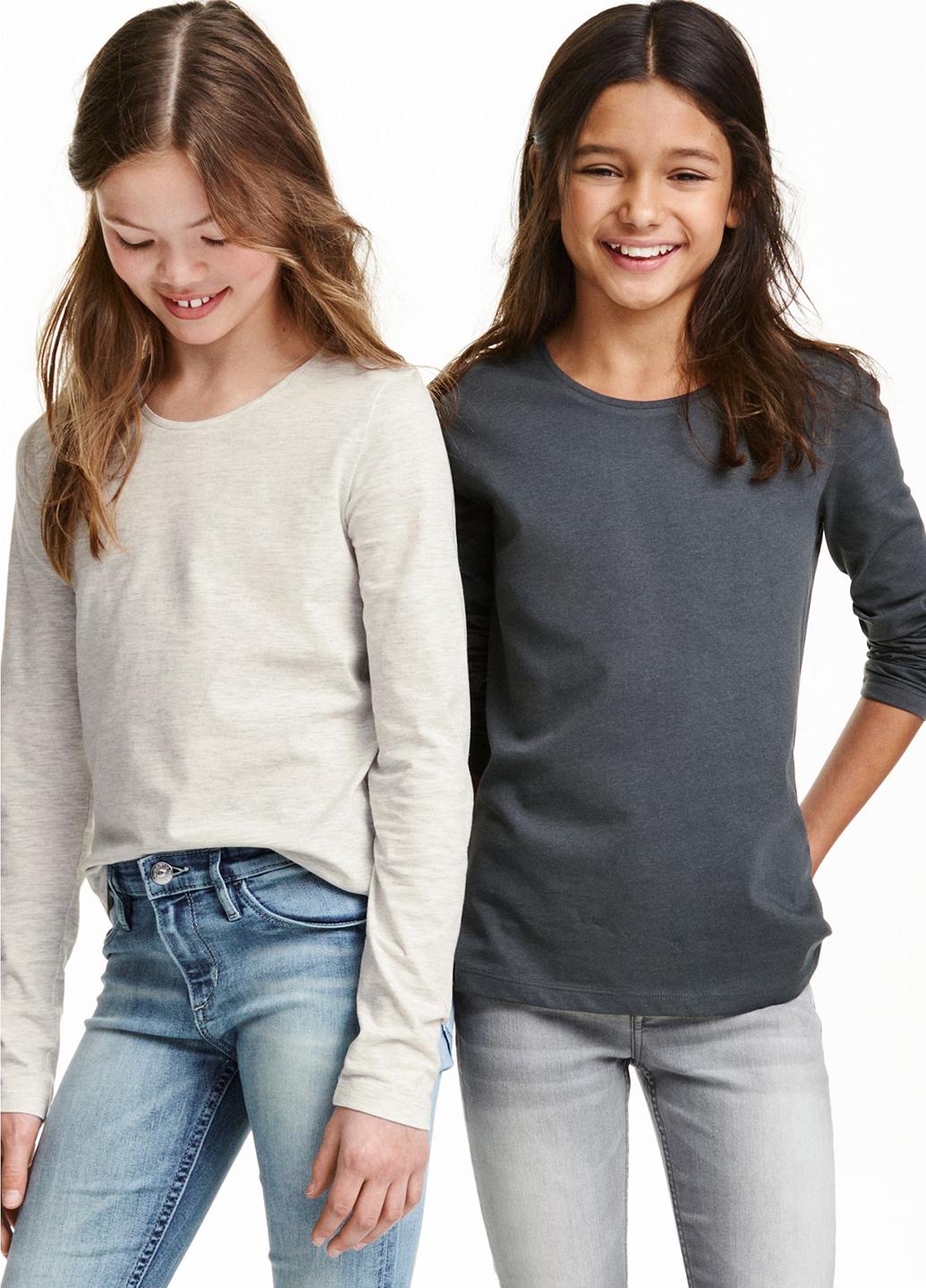 Лонгслив H&M 146-152 см 2 шт. Серый (163734b50)