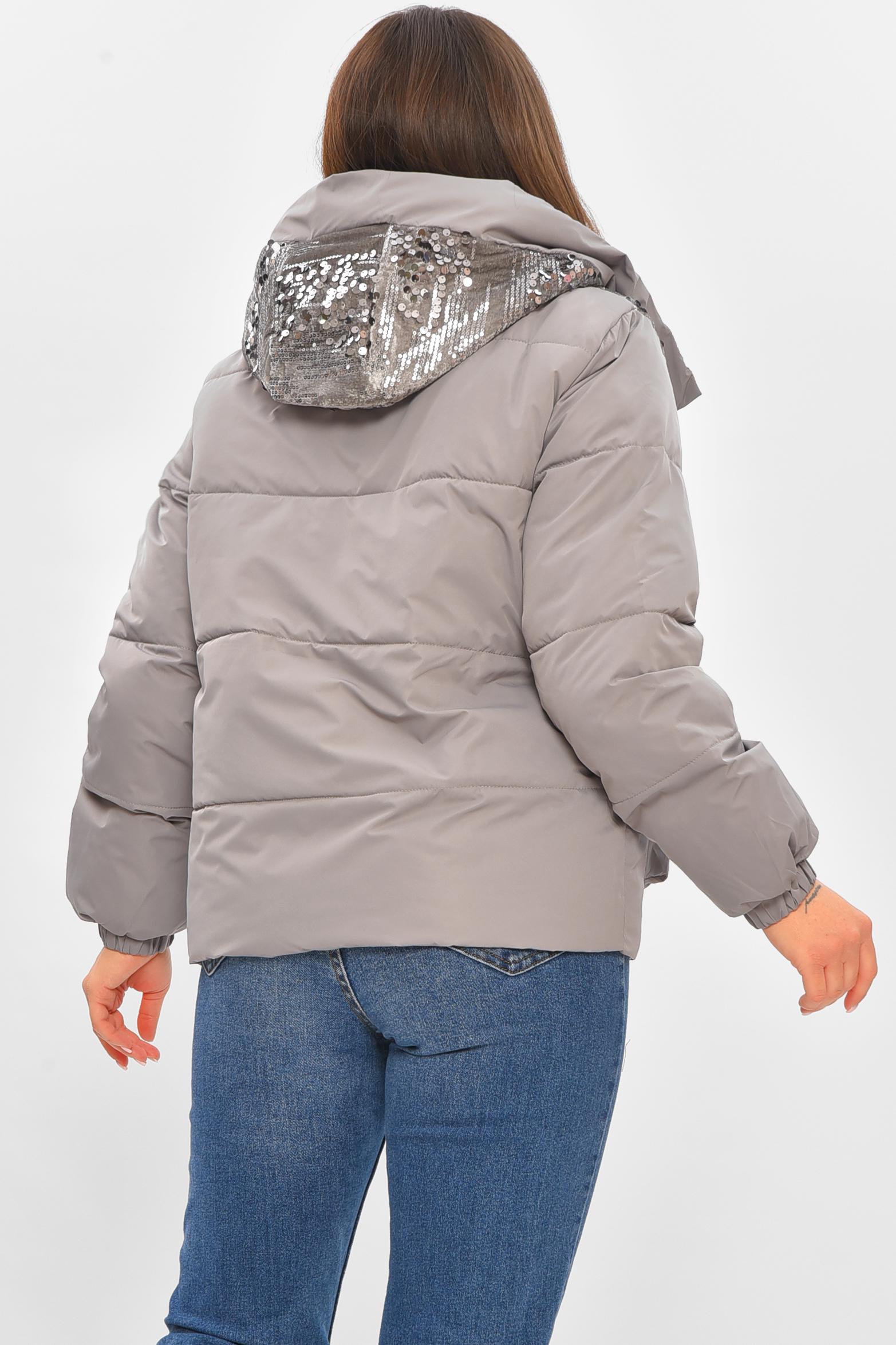 Куртка жіноча демісезонна з паєтками M Сірий (206111) - фото 3 Куртка жіноча демісезонна з паєтками M Сірий (206111) - фото 3
