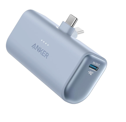 Повербанк Anker Nano із вбудованим складаним роз’ємом USB Type-C 22,5W 5000 mAh Blue