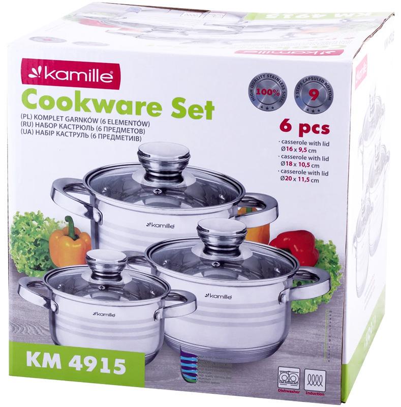 Набір каструль Kamille Desiree із нержавіючої сталі з мірною шкалою 1/1,5/2 л - фото 6