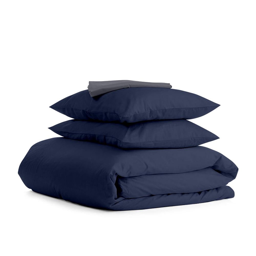 Комплект евро постельного белья Cosas Satin Dark Blue Grey-S 200х220 см (4822054060771)