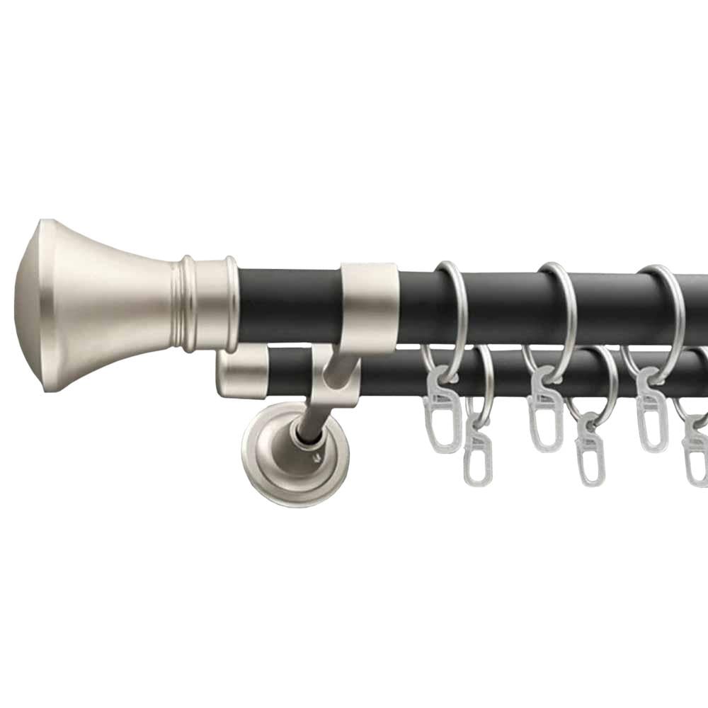 Карниз для штор Orvit Люксор двухрядный 25/19 мм 200 см Черный/Сатин (000-7181)