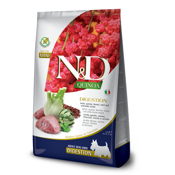 Корм сухой диетический Farmina N&D Quinoa Digestion для взрослых собак мелких пород в случае нарушений пищеварения ягнят и киноа 2,5 кг (2998382294)