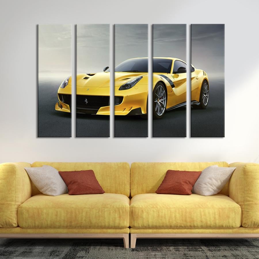 Картина на холсте Стильная жёлтая Ferrari 155x95 см (1316-51)