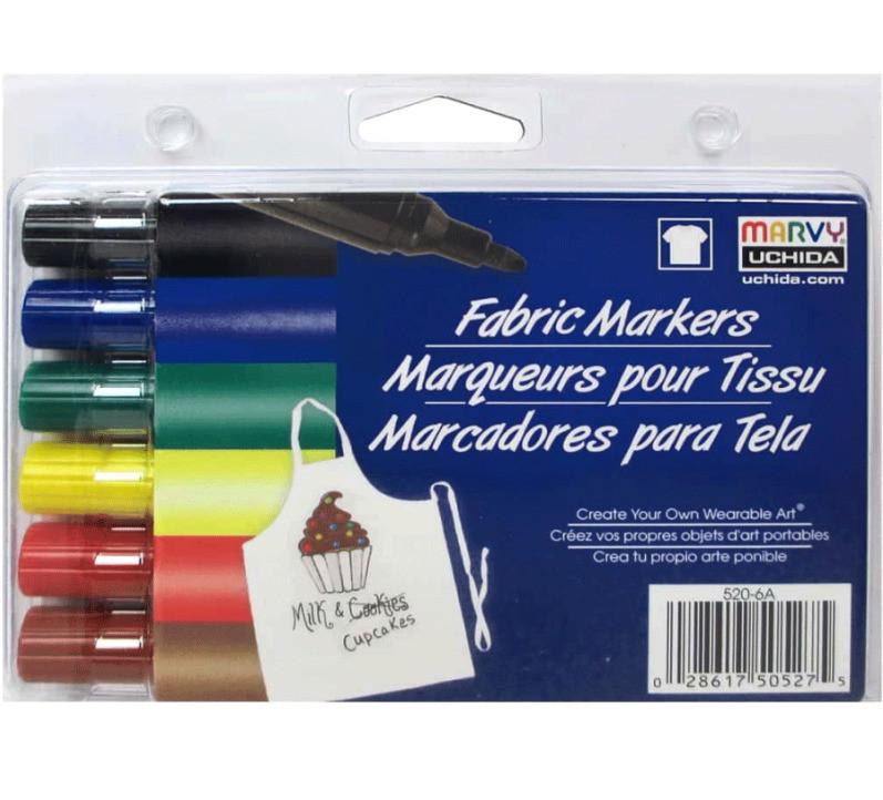 Набір маркерів для розпису світлих тканин Marvy 6 шт.
