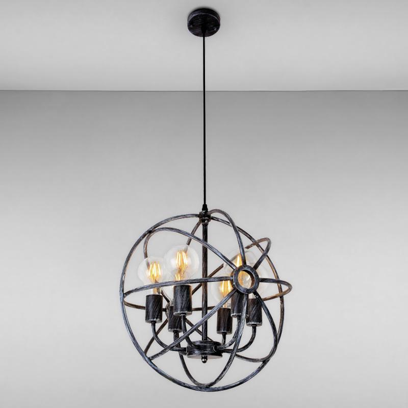 Люстра подвесная лофт Light House LS-16319-6 OX на шесть ламп Черный/Серый