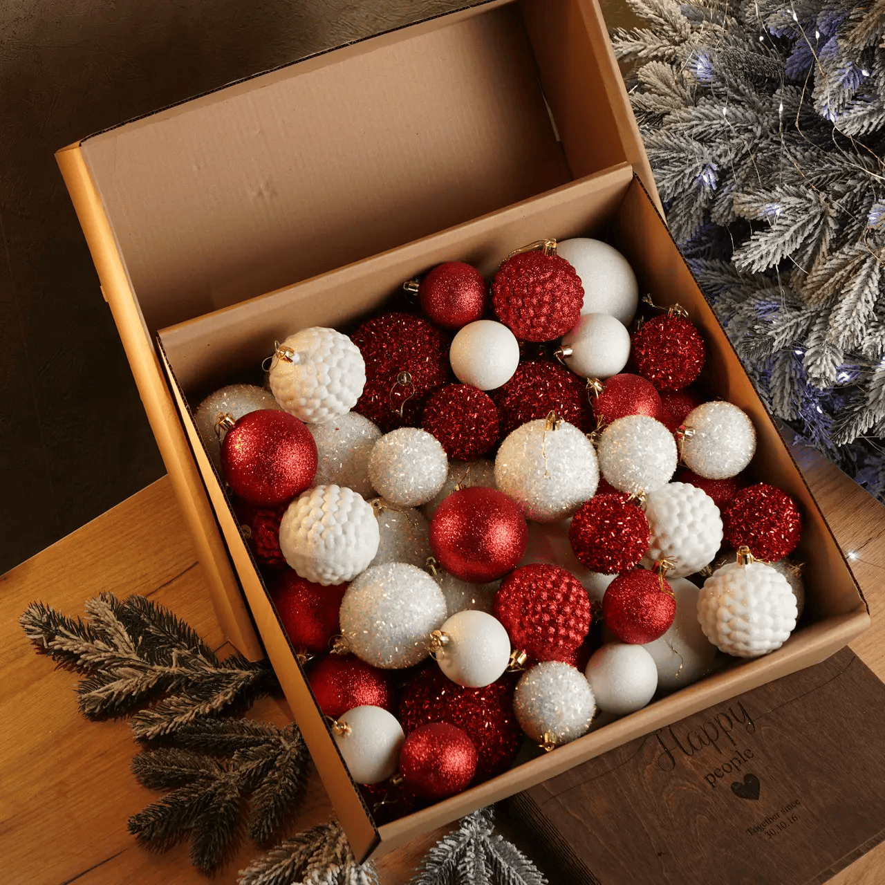 Набор шаров новогодних Блеск 40 шт. Красный (Блиск черв.) - фото 1