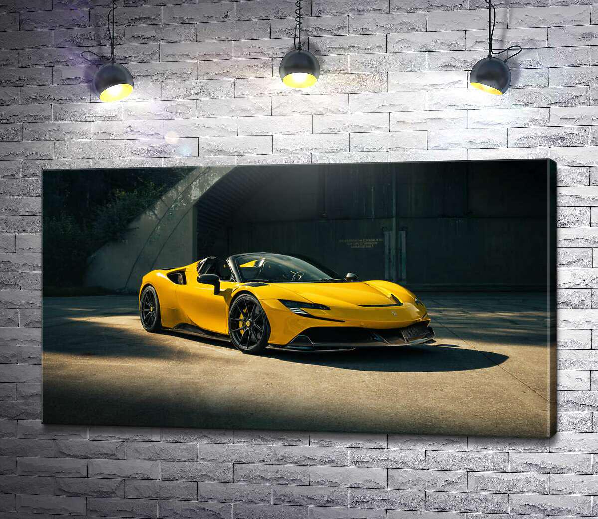 Картина ArtPoster Золотой автомобиль Ferrari SF90 Spider 50x28 см Модуль №1 (004374)