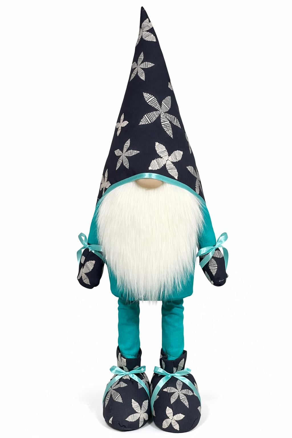 Лялька інтер'єрна Скандинавський гном 90-95 см Сірий/Бірюзовий (012)