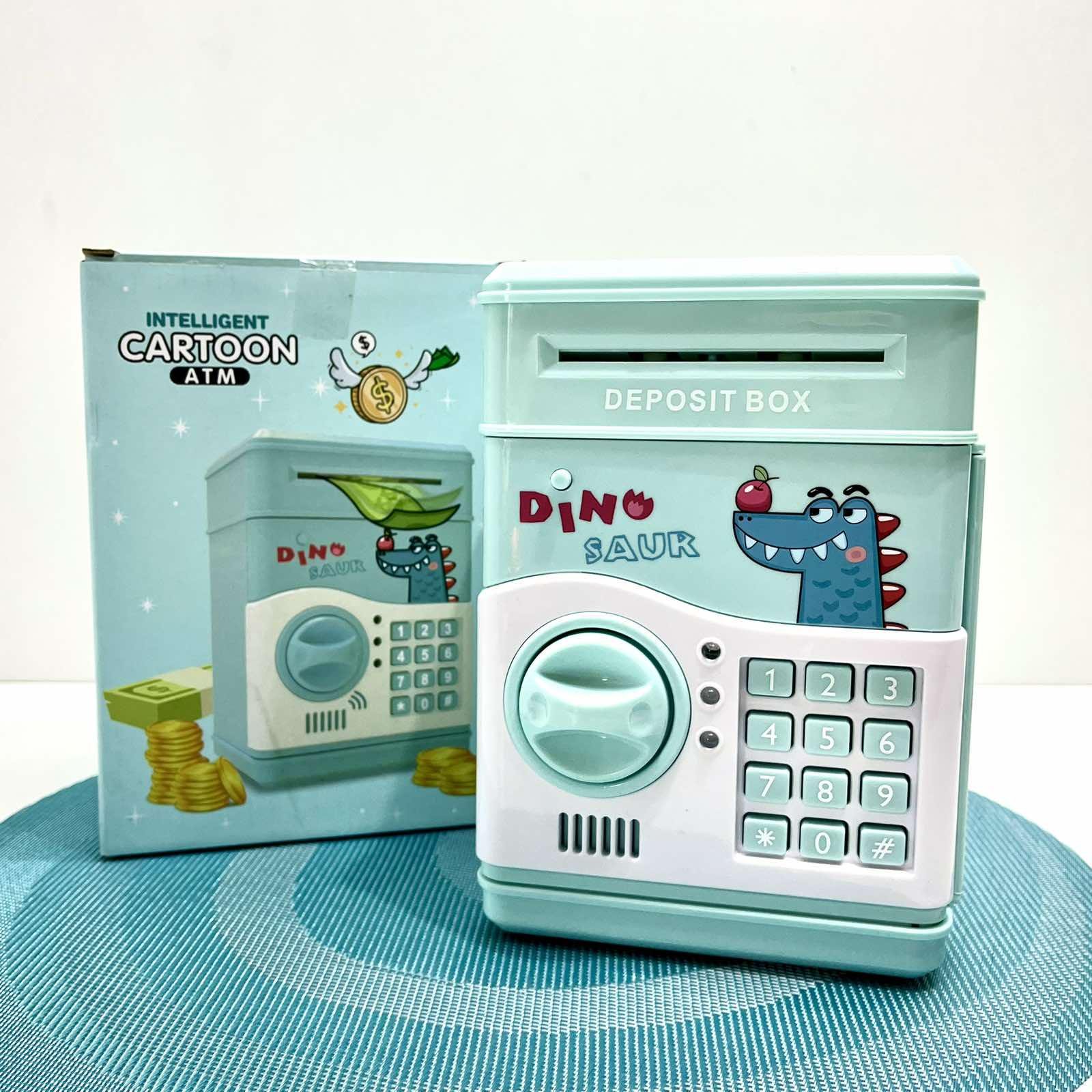 Сейф-копилка с кодовым замком и купюроприемником для бумажных денег и монет Голубой (MK 4776)