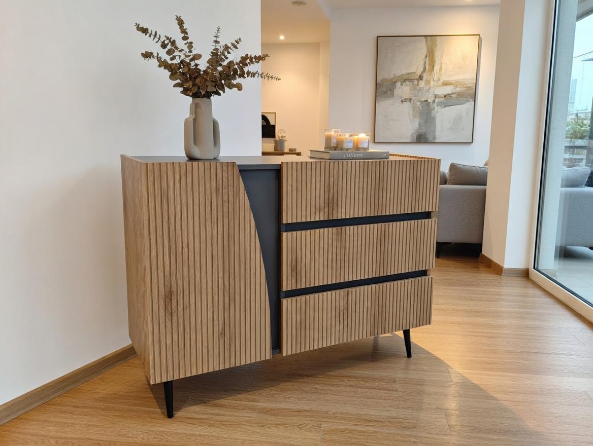 Комод на ніжках CUATRO Сірий графіт/Канелла Страта (33135528)