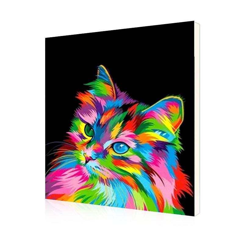 Картина по номерам Lesko DIY X2275 "Радужный котик"