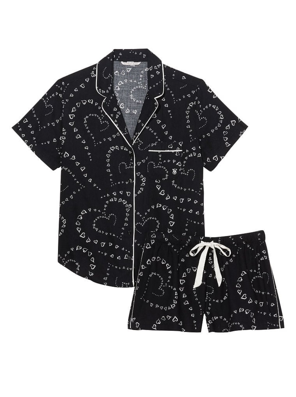 Піжама жіноча Victoria's Secret Flannel Short Pajama Set фланелева M Чорний (17601722) - фото 3