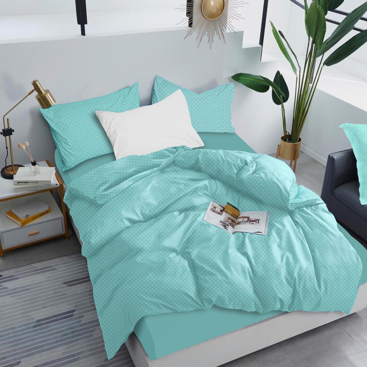 Комплект постельного белья Zastelli 20 с мятной простынёй Поплин полуторный 145х210 зеленый