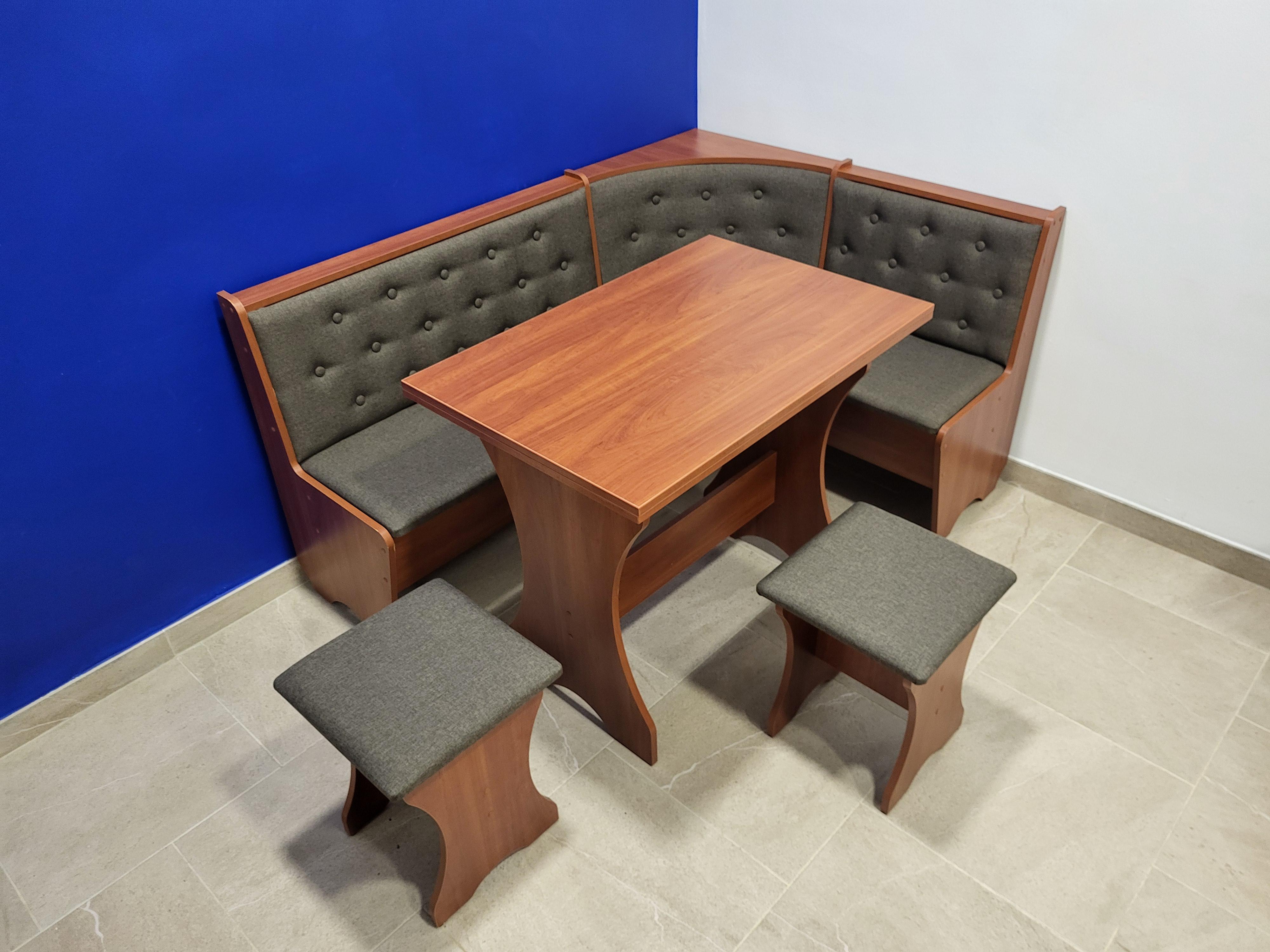 Кухонний куток зі столом та 2 табуретки Mebel-Service 113,5х153,5 см Durando 3 dark/Яблуня (KSTT-DT-Y)