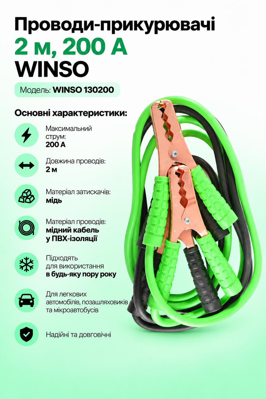 Провода-прикуриватели WINSO 2 м 200 А - фото 2