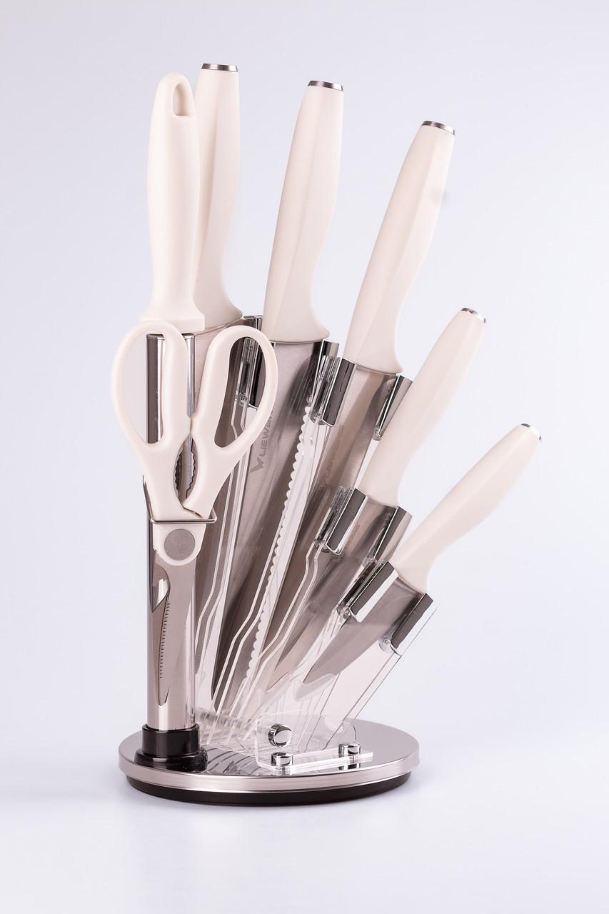 Набор кухонных ножей на подставке 7 предметов Белый - фото 3