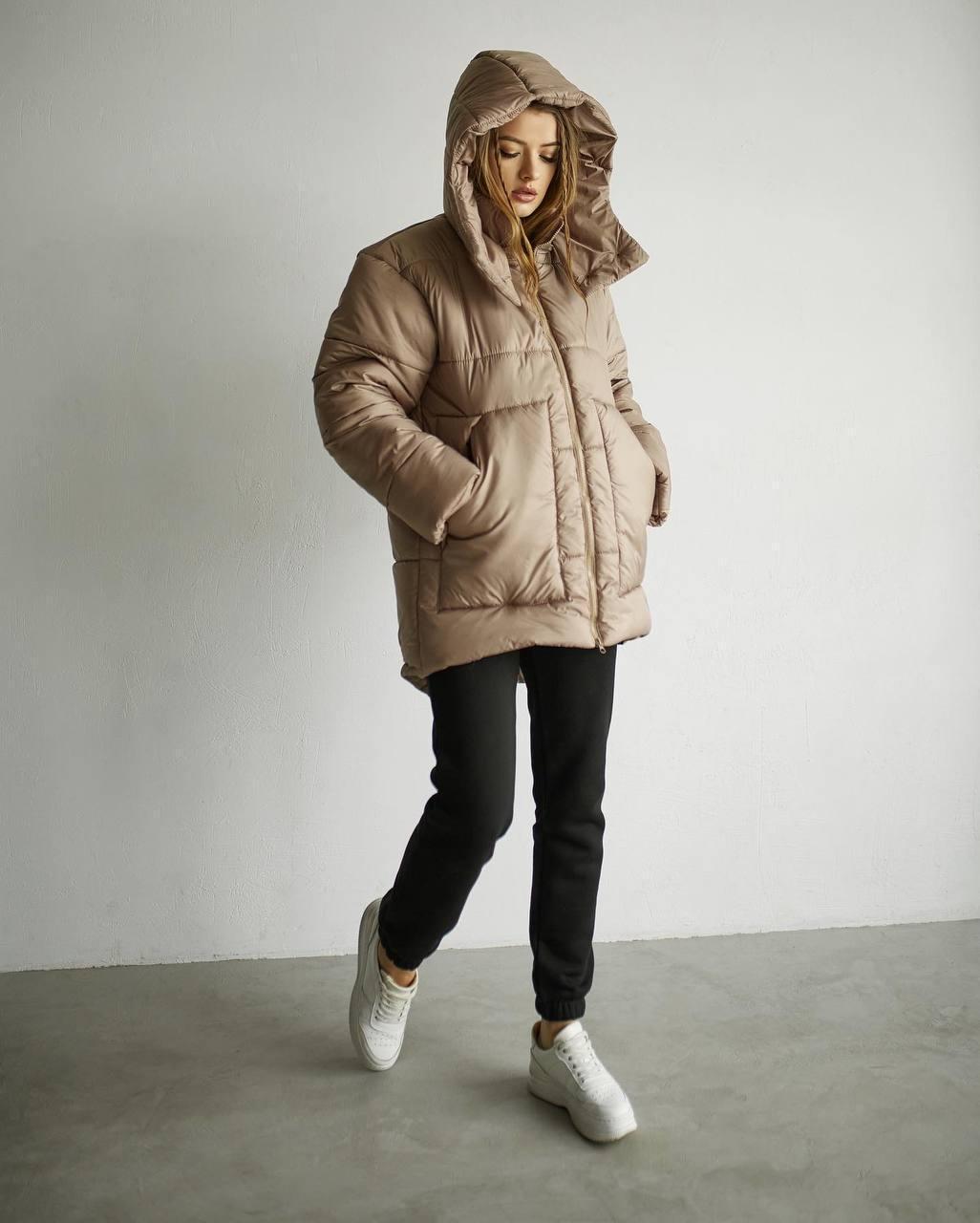 Пуховик Овер р. 48-52 Бежевий - фото 2