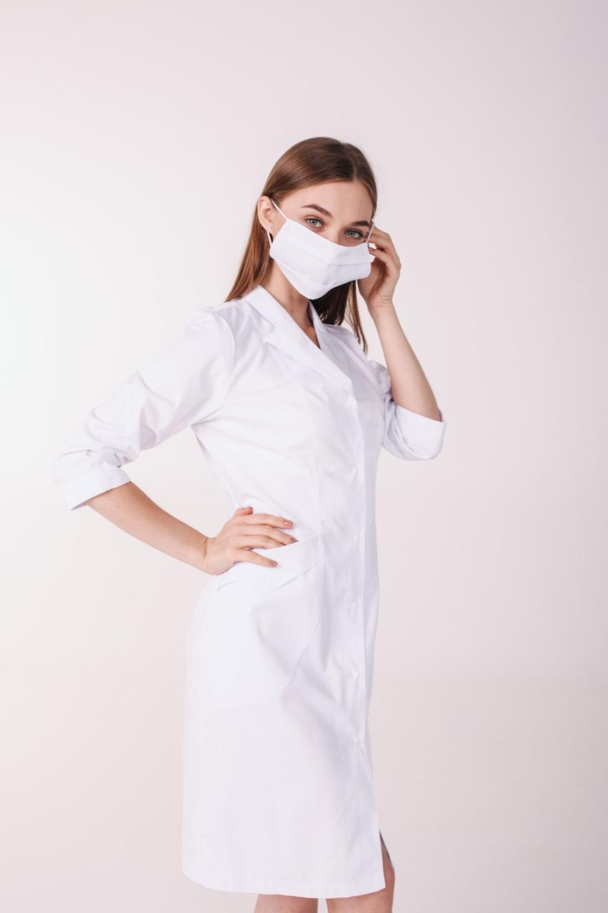 Халат женский хлопковый TopLine Аризона рукав 3/4 р. 58 Белый (11934-01-(58)) - фото 4