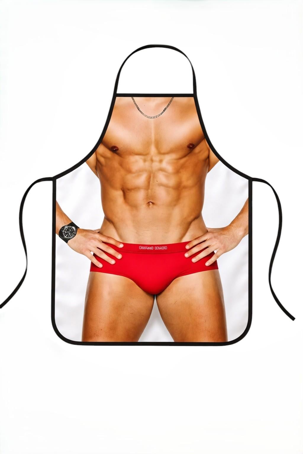 Фартук с приколом мужчина в красных трусах 73х57 см Разноцветный (50089)