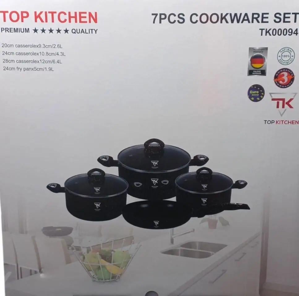 Каструлі Top Kitchen TK-00094 із кришками та сковороою із кришками Чорний (14517129) - фото 3