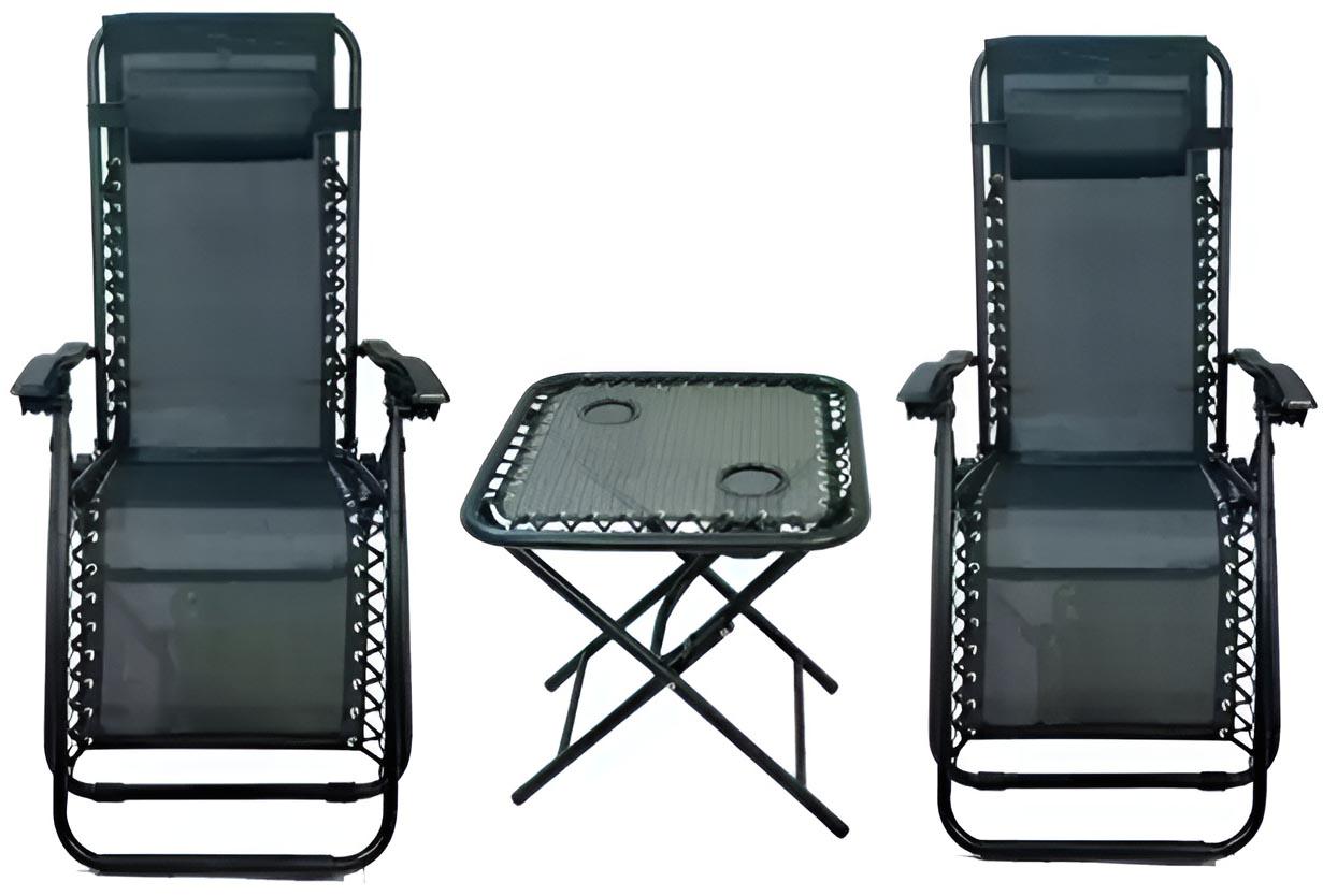 Шезлонг-лежак Bonro SP-167A со столиком 2 шт. Зеленый (4381)