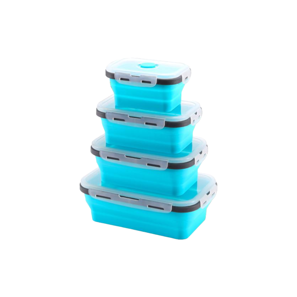 Набір силіконових складних контейнерів для зберігання їжі 4 шт. Синій (11652462) Набір силіконових складних контейнерів для зберігання їжі 4 шт. Синій (11652462)