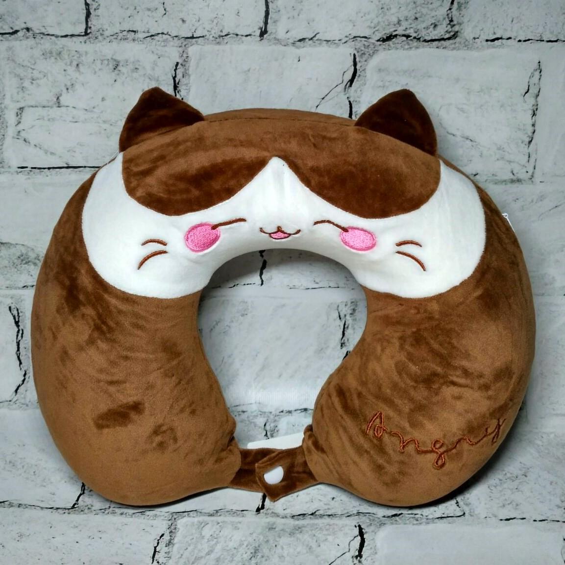 Подушка для путешествий под шею с памятью Котик 29х26х8 см Коричневый (25-2-281) Подушка для путешествий под шею с памятью Котик 29х26х8 см Коричневый (25-2-281)