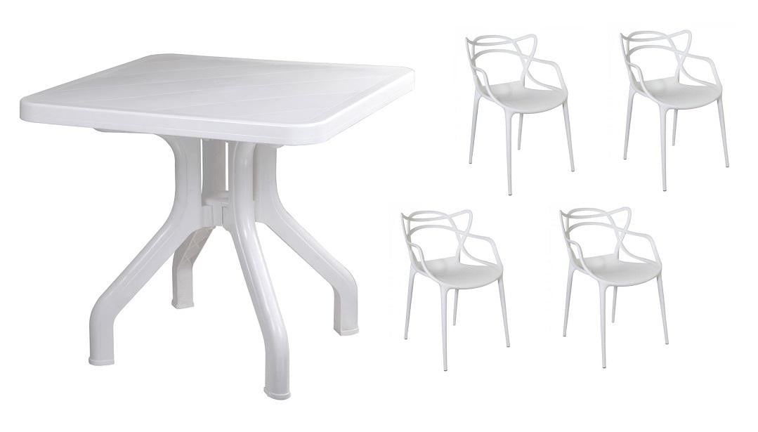 Комплект мебели стул Мастерс 4 шт. со столом складным Прима Белый (26248733)