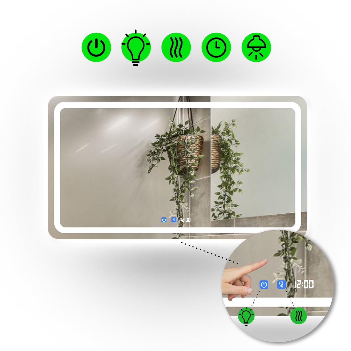 Зеркало с LED подсветкой Anvi с двумя сенсорами и часами 80x60 см (Anvi/800x600/5191/22/1) Зеркало с LED подсветкой Anvi с двумя сенсорами и часами 80x60 см (Anvi/800x600/5191/22/1)