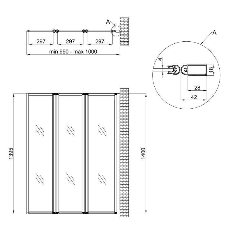 Штора для ванны Q-tap Gemini WHI40114RP4 стекло Pear 4 мм (22774) - фото 2