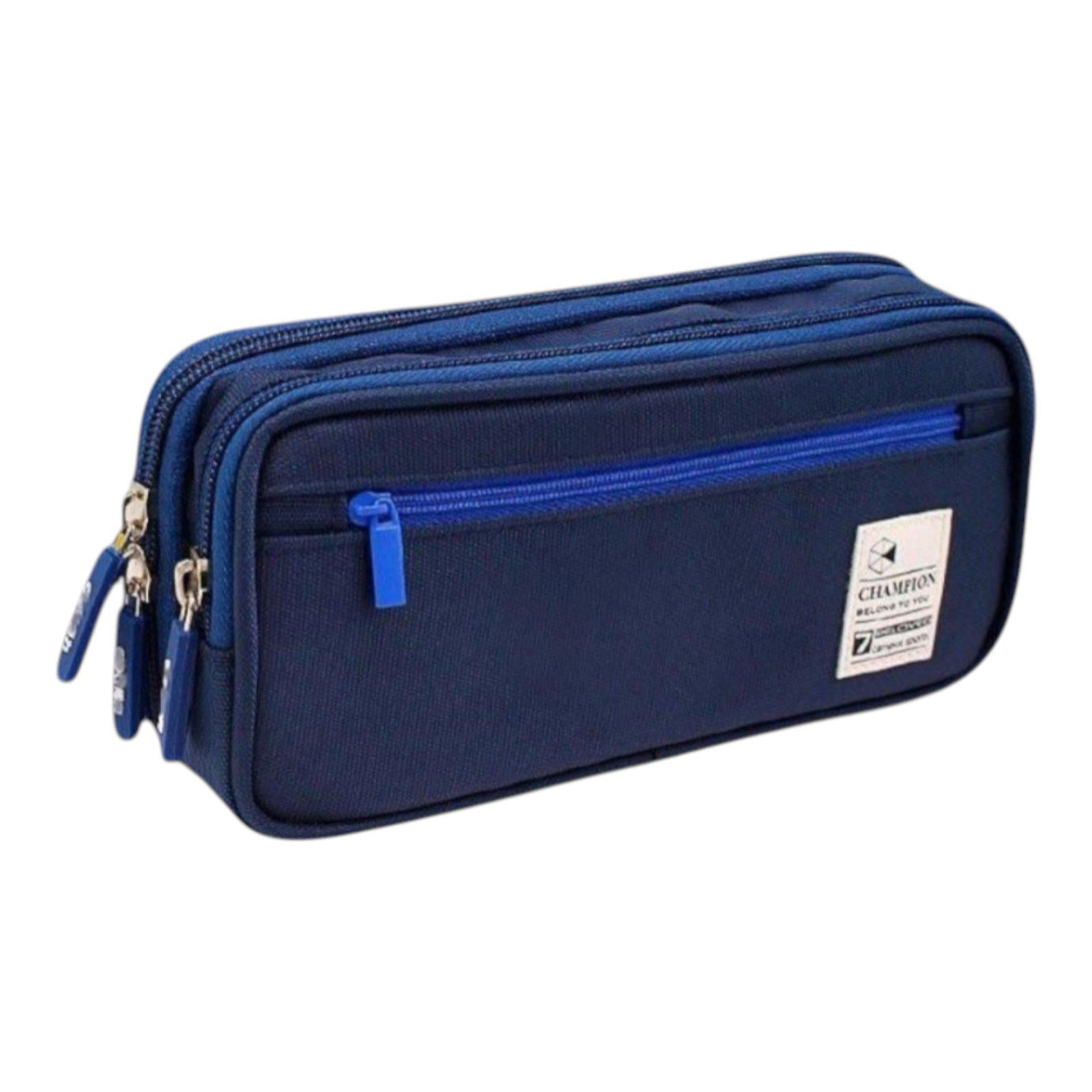 Пенал школьный Champion 3 отделения из износостойкой ткани 208х90х58 мм Синий (33269678)