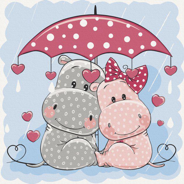 Картина по номерам ART CRAFT Бегемотики под зонтиком 30х30 см (15530-АС)