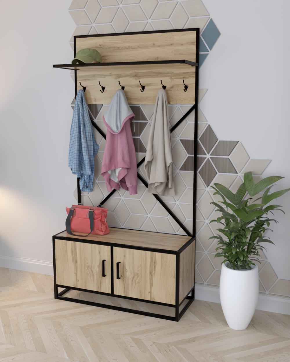 Вешалка с тумбой EcoLoft Лотария DSP-1364-1 в стиле лофт (32149072)