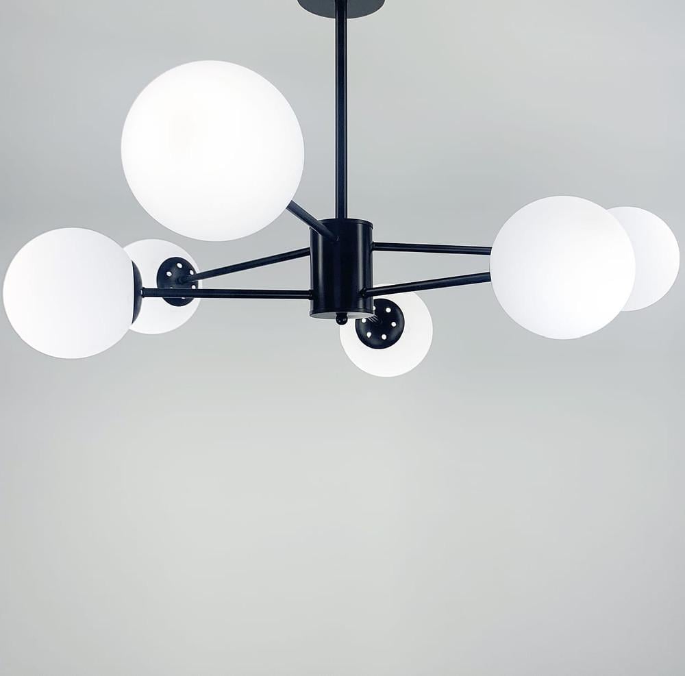 Люстра мінімалістична на 6 білих матових плафонів (CD 111/6 BK) - фото 5 Люстра мінімалістична на 6 білих матових плафонів (CD 111/6 BK) - фото 5