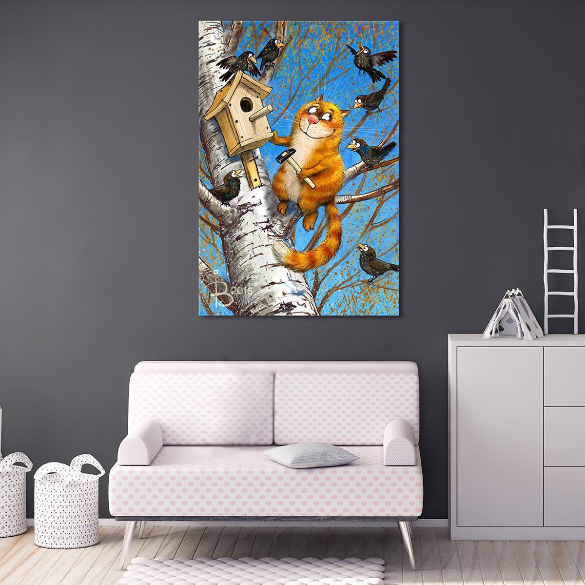 Модульная картина Птицелюб 1 модуль 80x120 см