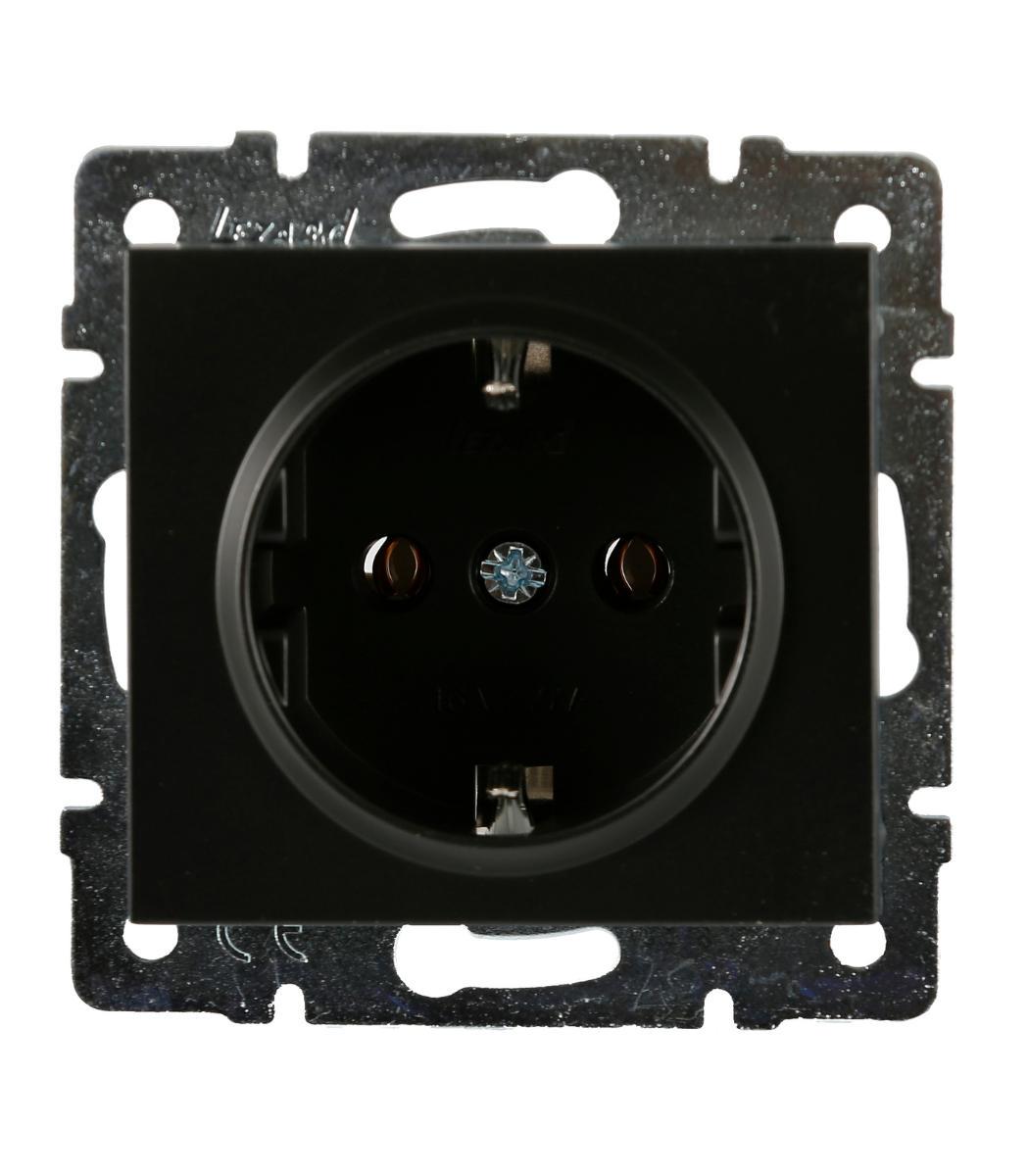 Розетка одинарная с заземлением Lezard Rain Антрацит (00000021494)