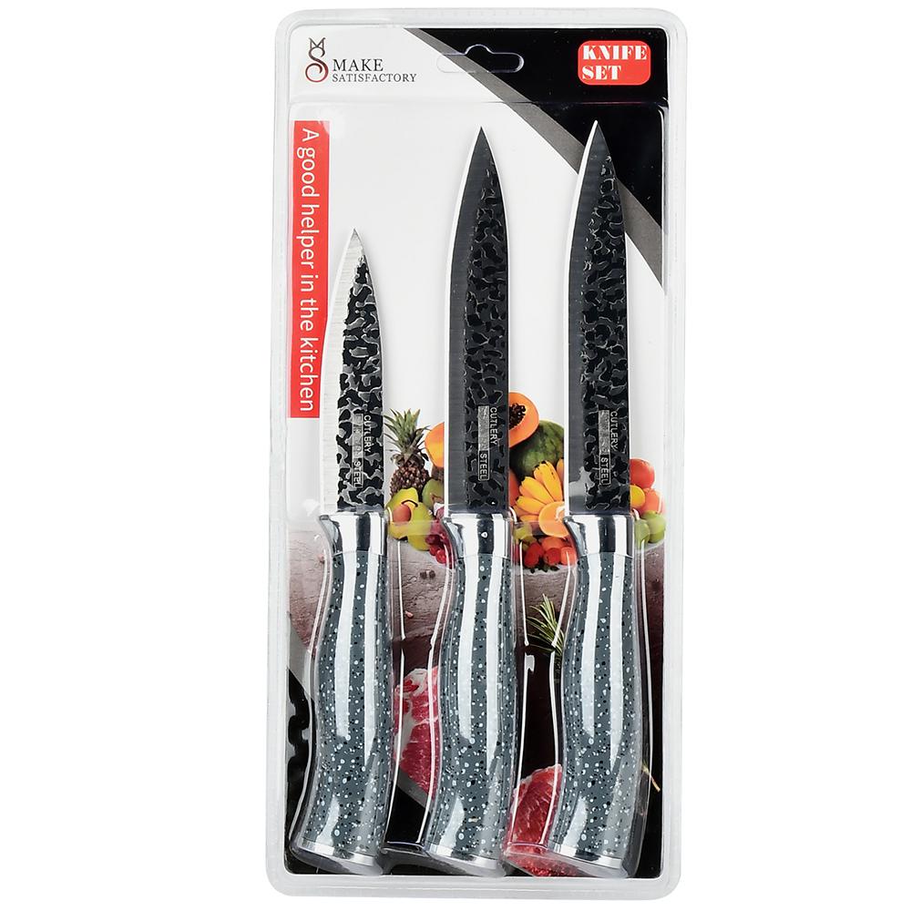 Набор кухонных ножей Stenson Flecks 3 шт. 13.5х29 см Черный (R97604)