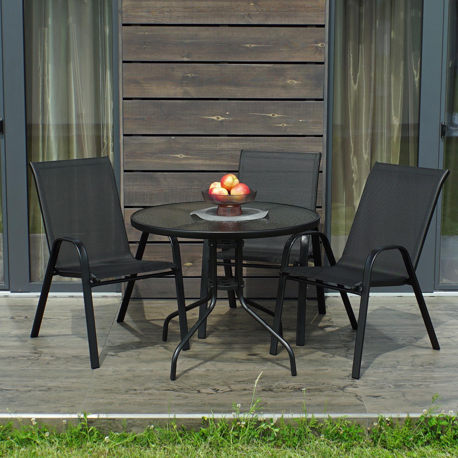 Комплект садовой мебели 4Points ARTE-3 круглый стол 80 см и 3 кресла Черный Комплект садовой мебели 4Points ARTE-3 круглый стол 80 см и 3 кресла Черный