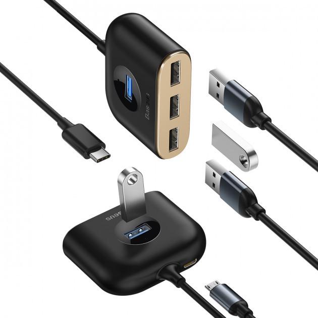 HUB адаптер BASEUS USB Square Round, 4USB, черный - фото 6