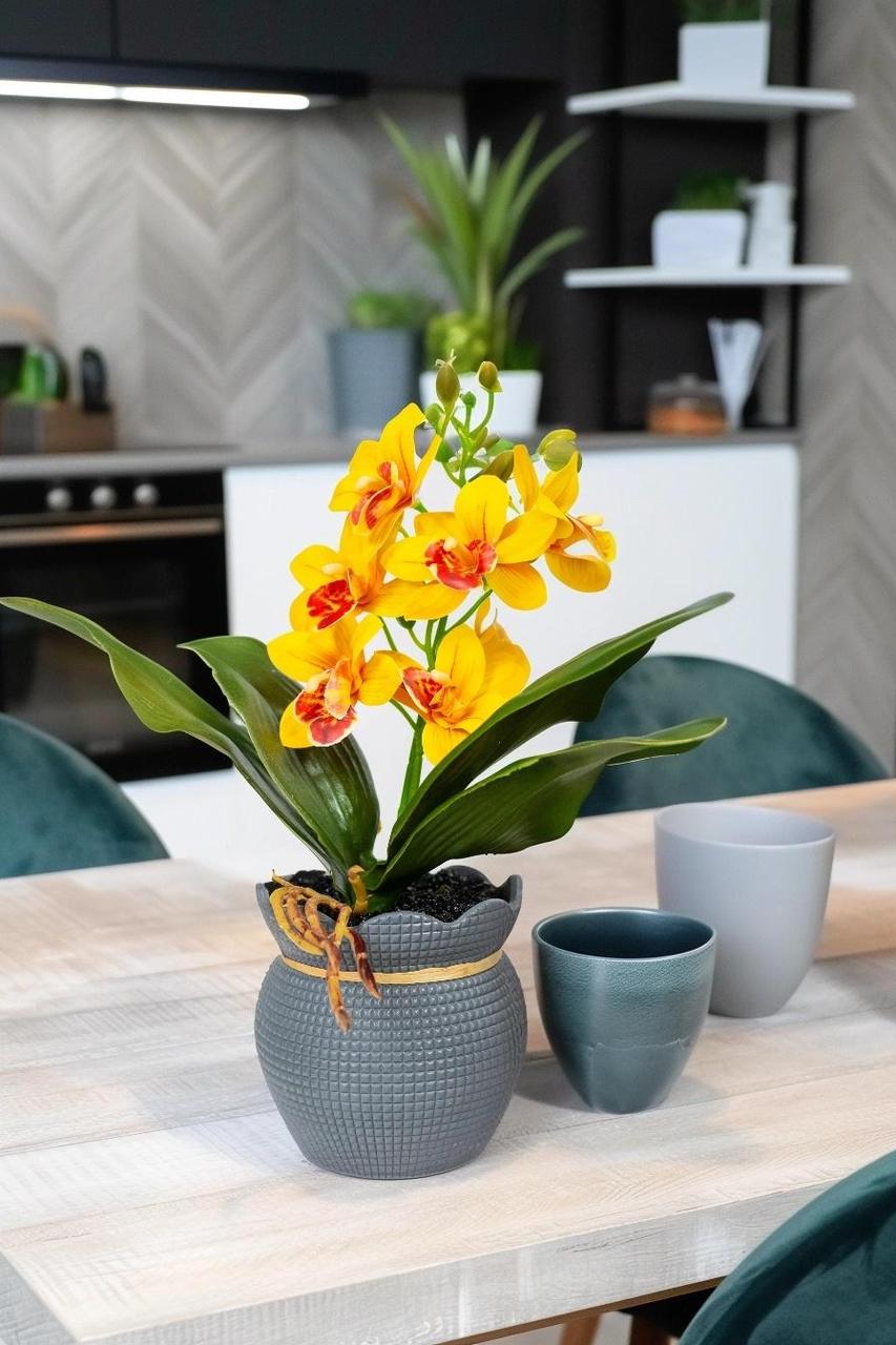 Искусственное растение Орхидея Фаленопсис желтая Greenflowers 211866 10х28 см