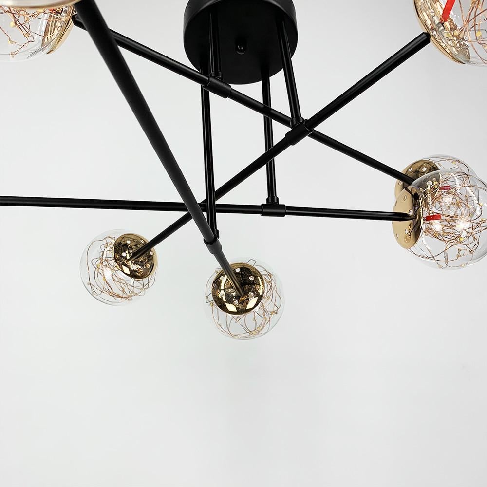 Люстра LED на 8 прозорих плафонів із вбудованими світлодіодами Чорний (K 26/8 BK) - фото 2